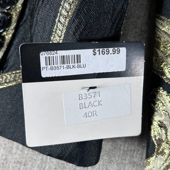 Cielo Single Breasted Blazer Tuxedo Jacket Men's 40R Black Gold Floral NWT - Picture 9 of 13